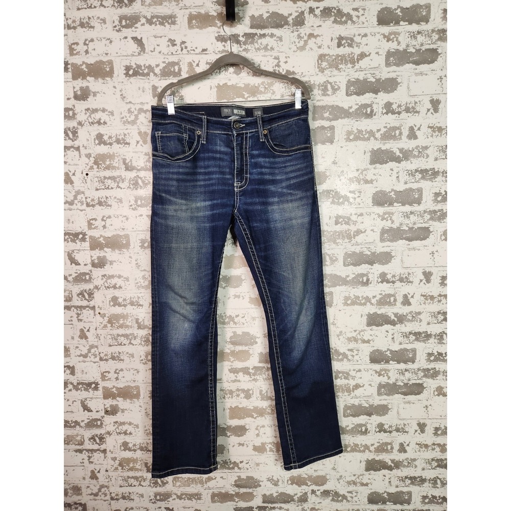 BKE Buckle Jake Straight Leg Denim Jeans Mens 33 x 33 Blue Dark Wash Stretch